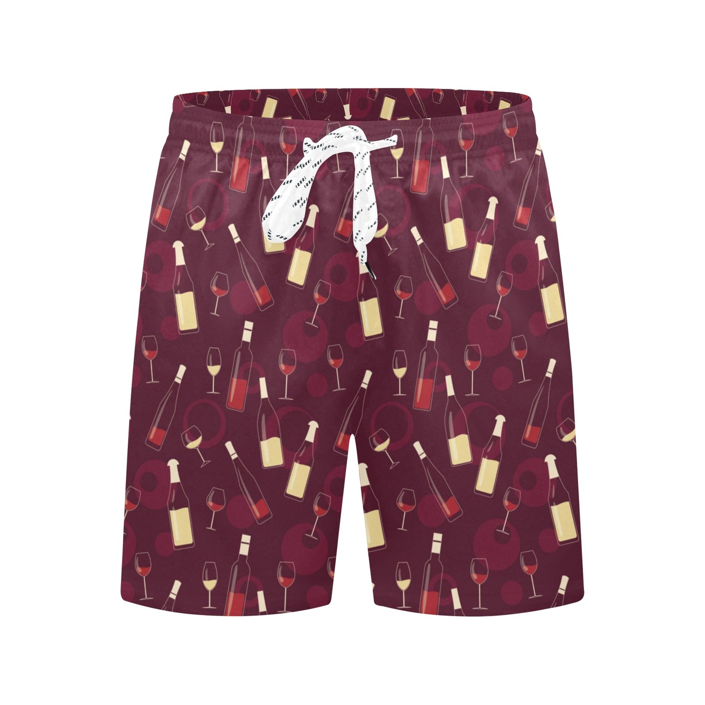 Wine Themed Pattern Print Men's Swim Trunks Beach Shorts
