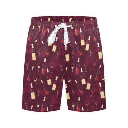 Wine Themed Pattern Print Men's Swim Trunks Beach Shorts