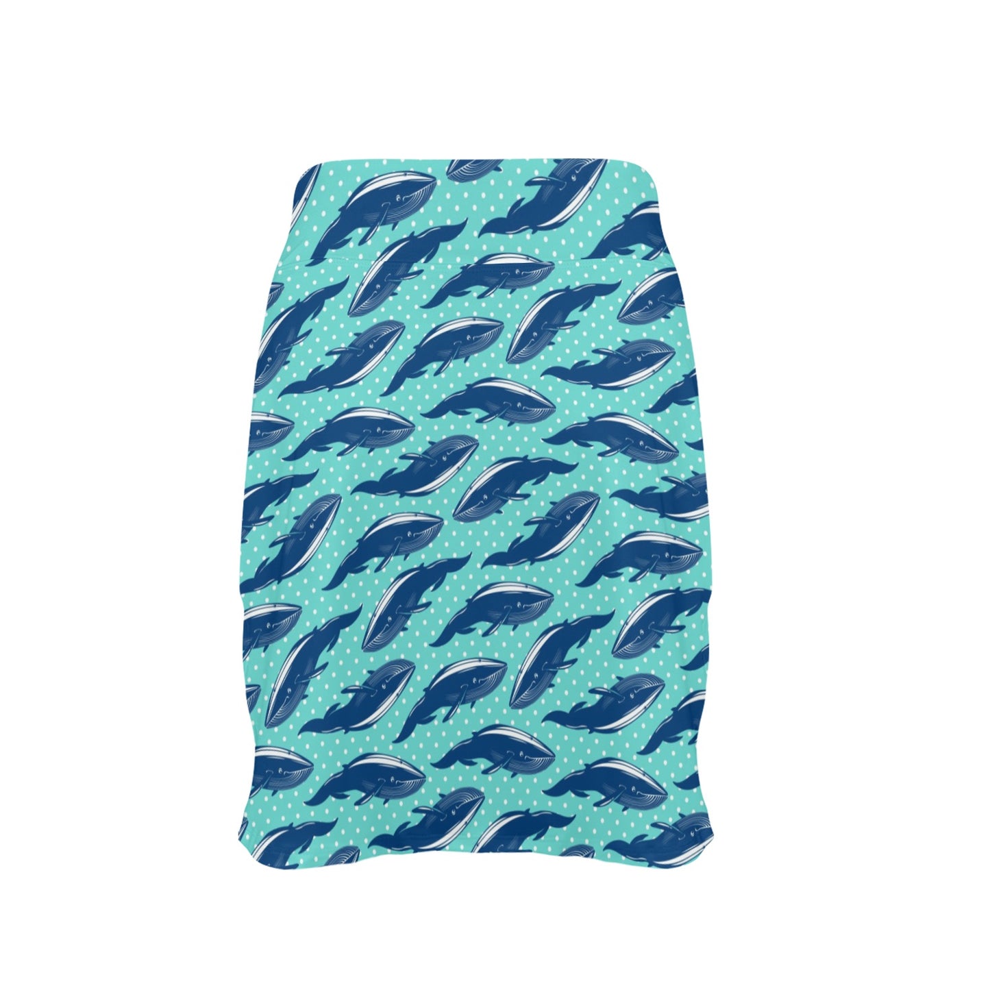 Whale Polka Dot Design Themed Print 17" Golf & Pickleball Skort with Pockets