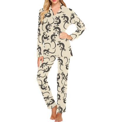lizard Pattern Print Design 02 Women's Long Pajama Set