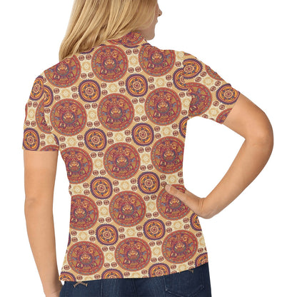 Calendar Aztec Pattern Print Design 01 Women's Polo Shirt