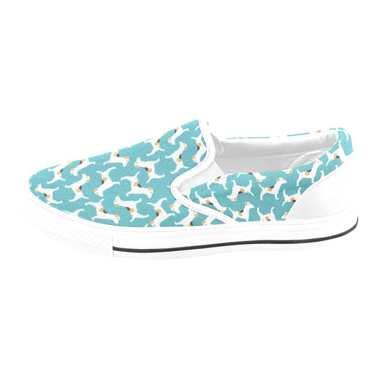 Russell Terriers Print Design LKS301 White Slip Ons Canvas Women's Shoes