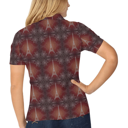 Eiffel Tower Drawing Print Women's Polo Shirt