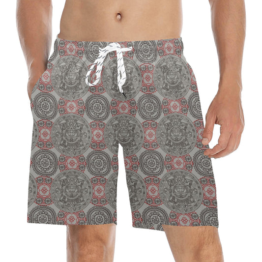Calendar Aztec Style Print Pattern Men's Swim Trunks Beach Shorts