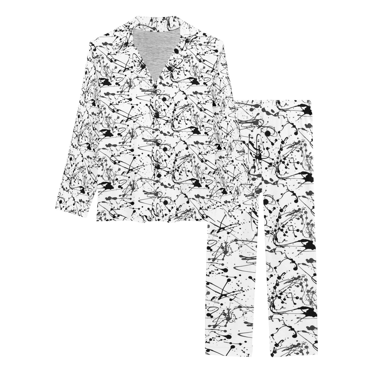 Splatter Print Design LKS305 Women's Long Pajama Set