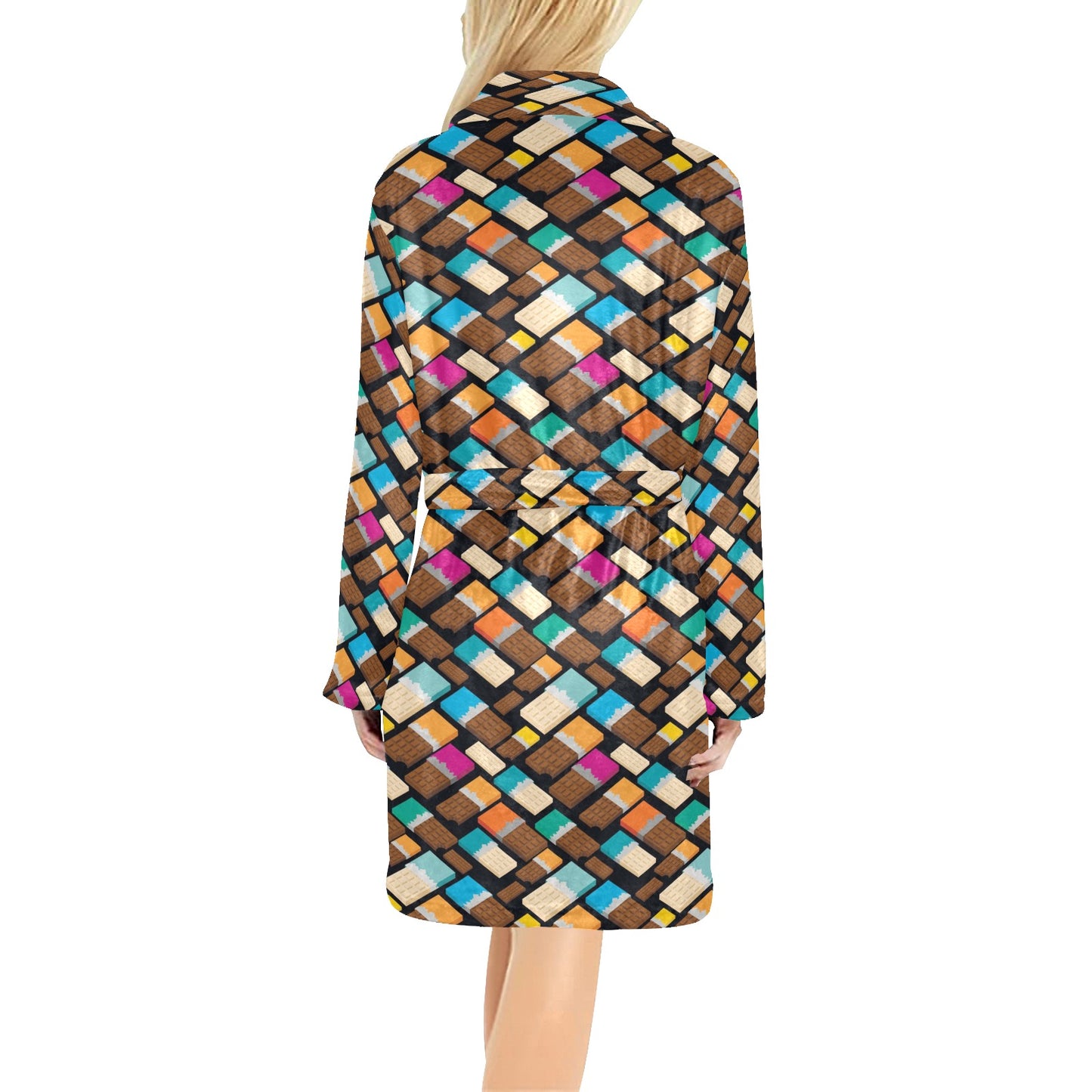 Chocolate Pattern Print Design 02 Women's Fleece Robe