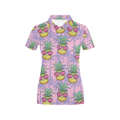 Pineapple Pattern Print Design PP06 Women's Polo Shirt