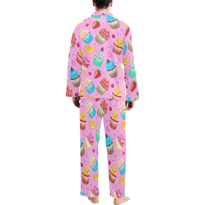 Cupcake Pattern Print Design CP05 Men's Long Pajama Set