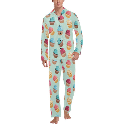 Cupcake Pattern Print Design 01 Men's Long Pajama Set