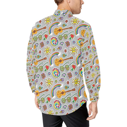 Hippie Print Design LKS306 Men's Long Sleeve Dress Shirt