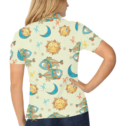 Pisces Pattern Print Design A03 Women's Polo Shirt