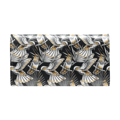Hummingbird Gold Design Themed Print Women's Trifold Wallet