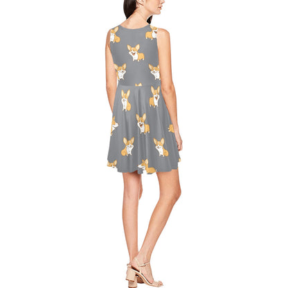 Pembroke Welsh Corgis Pattern Print Design A02 Sleeveless Dress