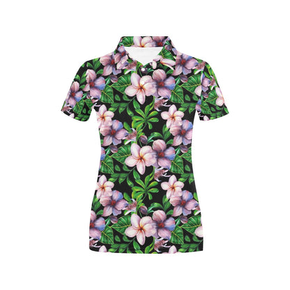 Plumeria Pattern Print Design PM01 Women's Polo Shirt