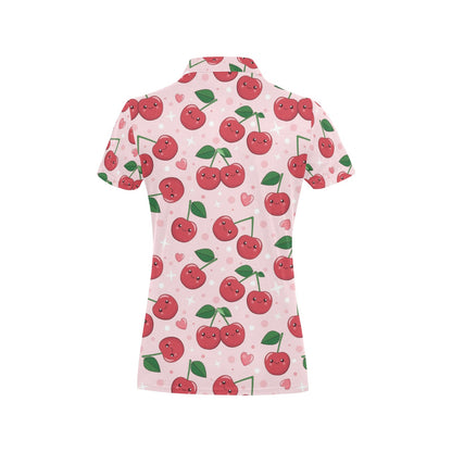 Cherry Pattern Print Design CH02 Women's Polo Shirt