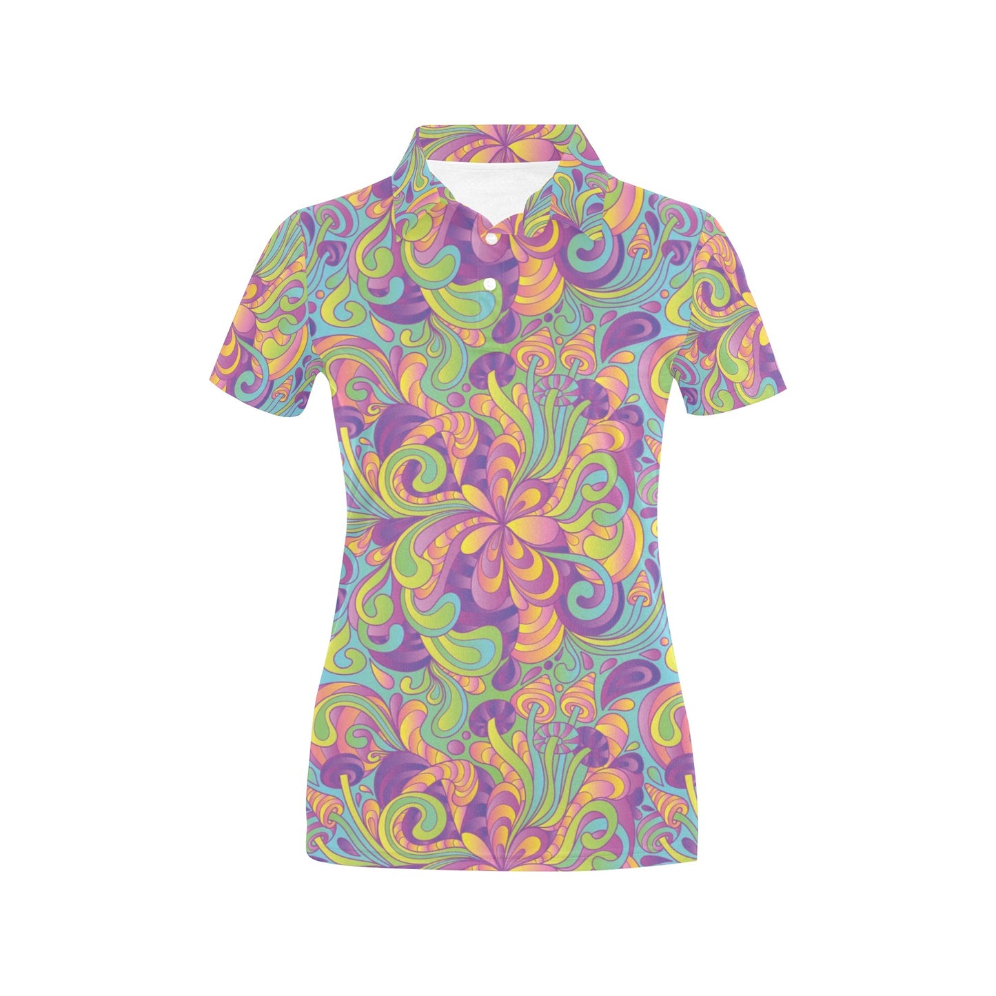 Psychedelic Mushroom Pattern Print Design A05 Women's Polo Shirt