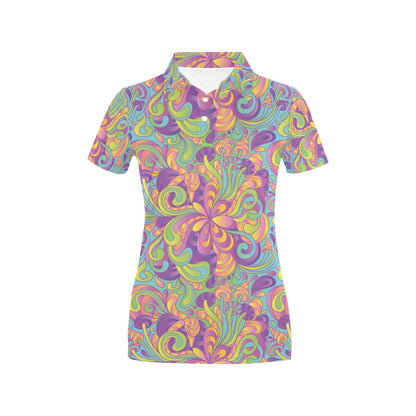 Psychedelic Mushroom Pattern Print Design A05 Women's Polo Shirt