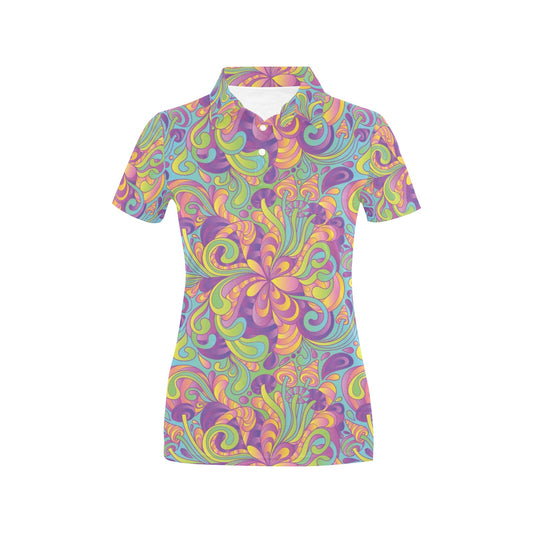 Psychedelic Mushroom Pattern Print Design A05 Women's Polo Shirt