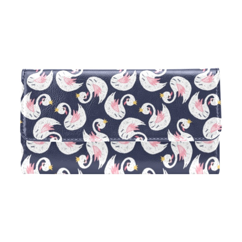 Swan Print Design LKS403 Women's Trifold Wallet