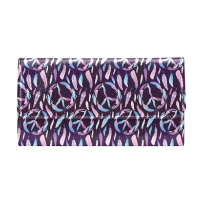 Peace Sign Feather Design Print Women's Trifold Wallet