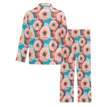 Dahlia Pattern Print Design DH05 Men's Long Pajama Set