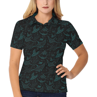 Manta Ray Print Design LKS402 Women's Polo Shirt