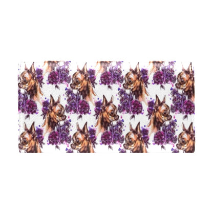 Chihuahua Purple Floral Women's Trifold Wallet