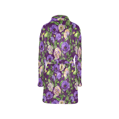 Lisianthus Pattern Print Design LT03 Women's Fleece Robe