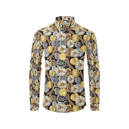 Steampunk Dragonfly Print Design LKS302 Men's Long Sleeve Dress Shirt