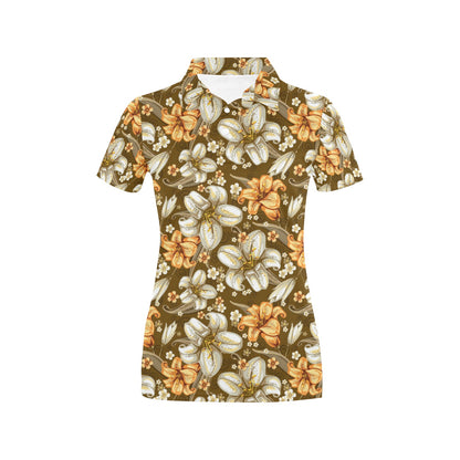 Lily Pattern Print Design 01 Women's Polo Shirt