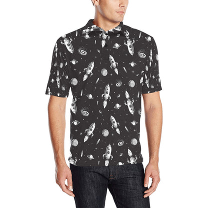 Space Rocket Print Design LKS303 Men Polo Shirt
