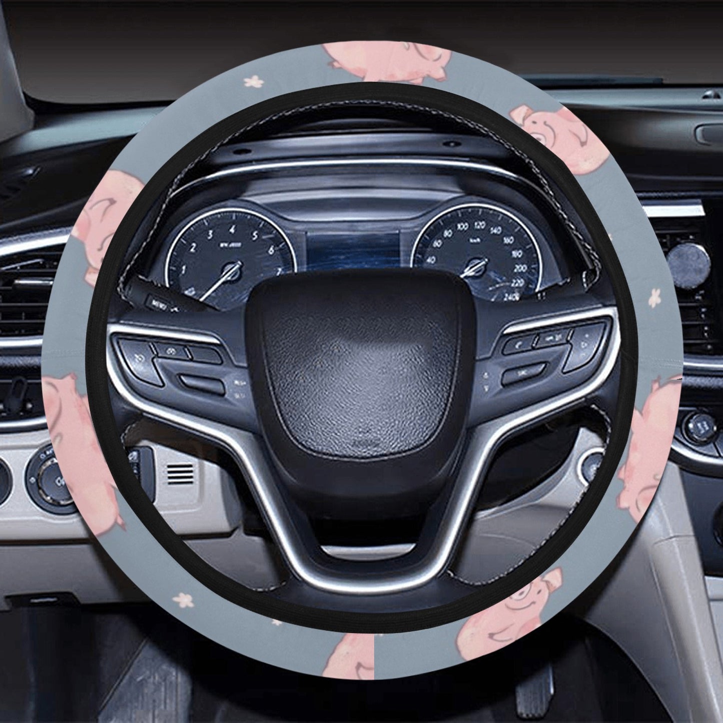 Pig Print Design LKS405 Steering Wheel Cover with Elastic Edge
