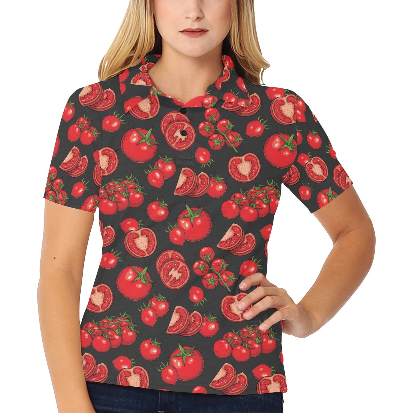 Tomato Print Design LKS303 Women's Polo Shirt