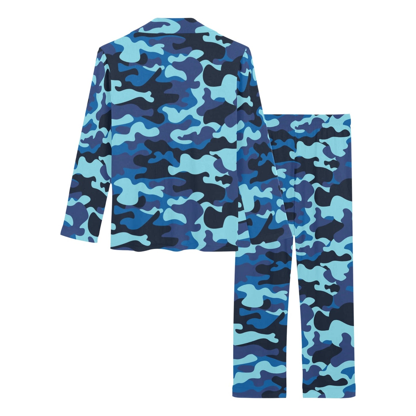 Camo Blue Pattern Print Design 04 Women's Long Pajama Set