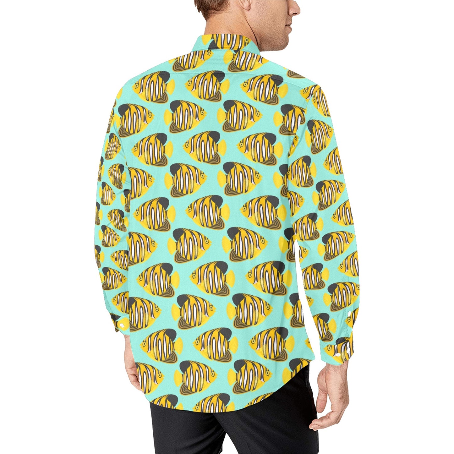Angelfish Print Design LKS402 Men's Long Sleeve Dress Shirt