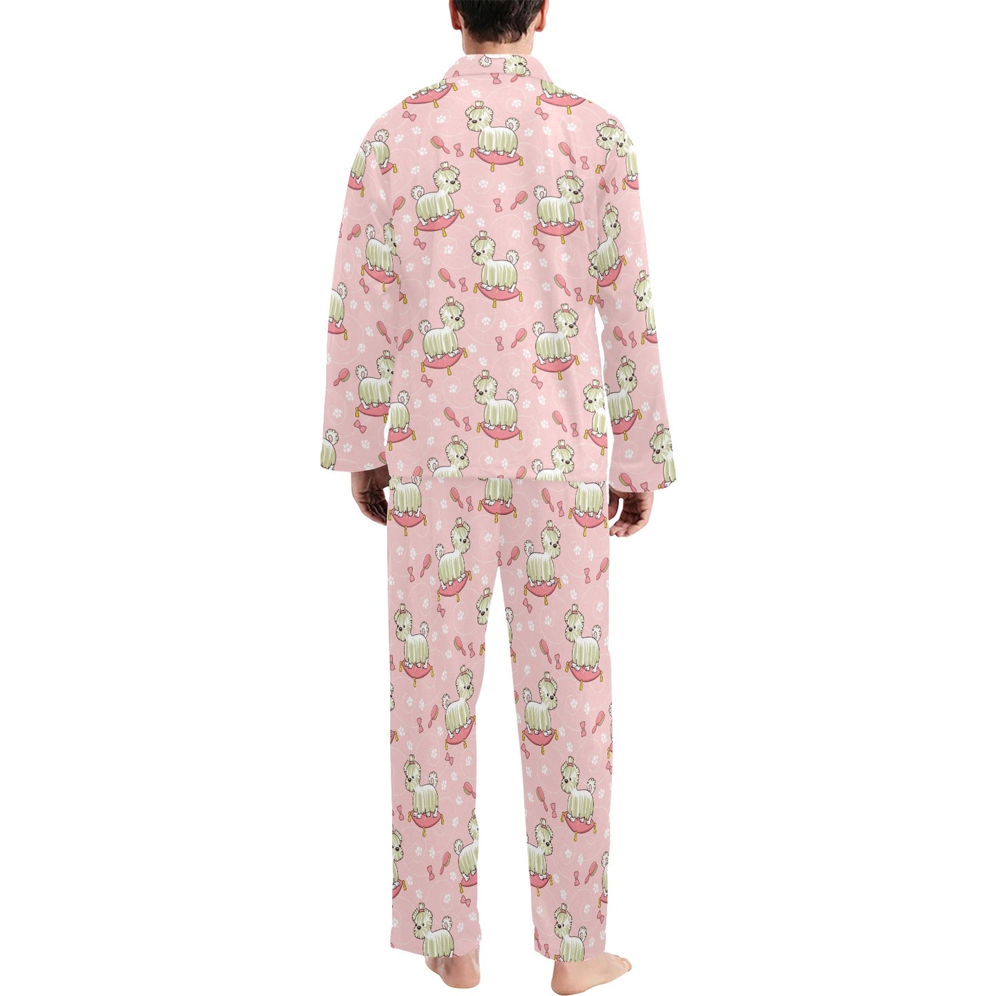Bichons Frise Pattern Print Design 01 Men's Long Pajama Set