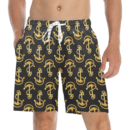 Anchor Gold Pattern Men's Swim Trunks Beach Shorts