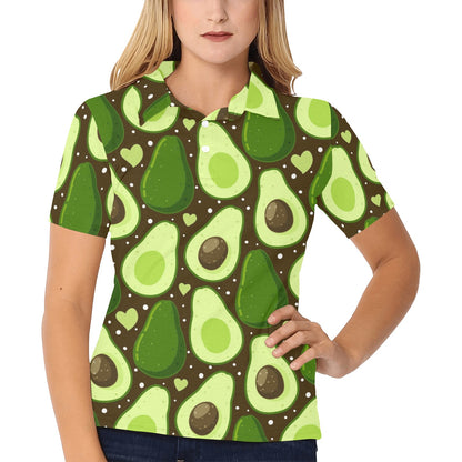 Avocado Pattern Print Design AC04 Women's Polo Shirt