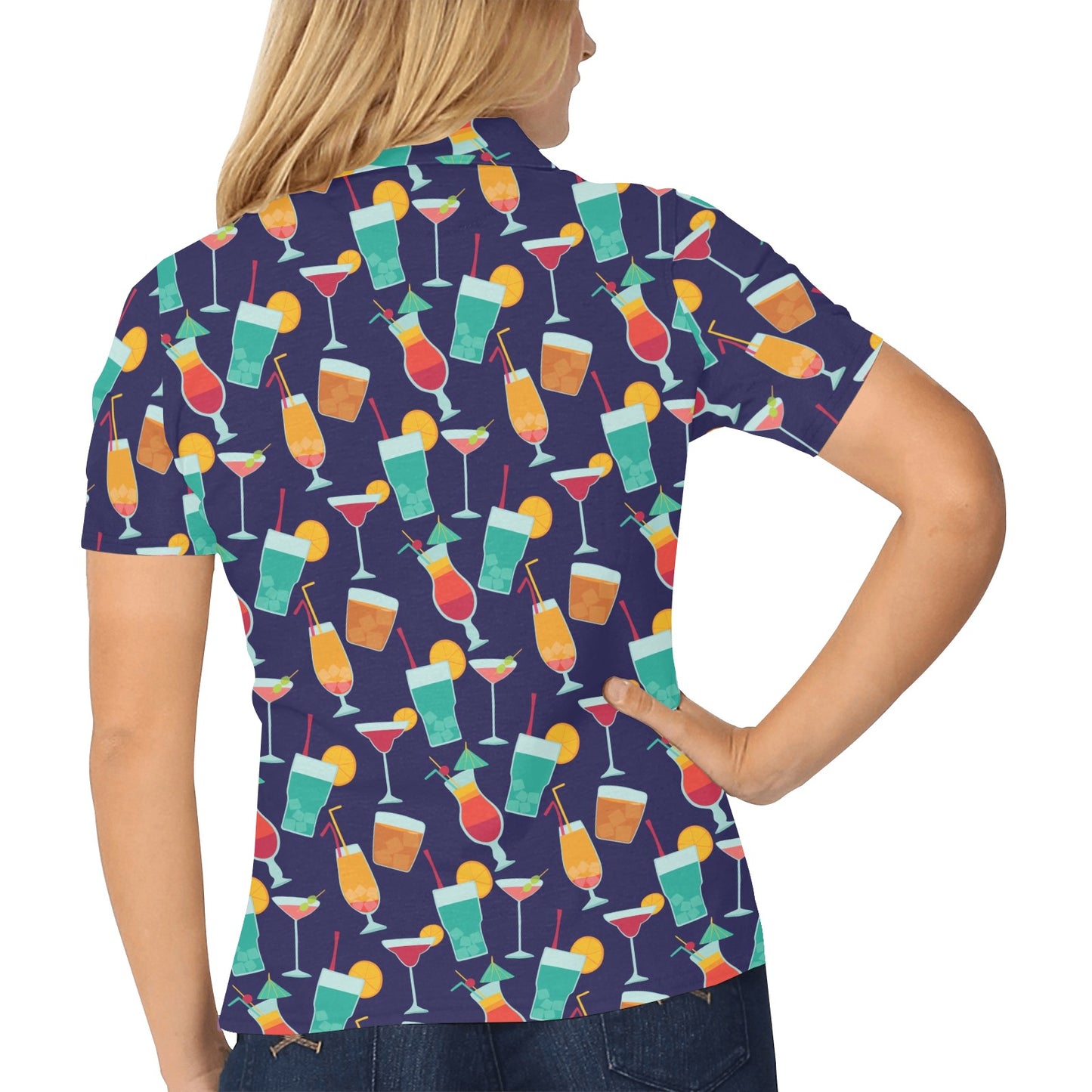 Cocktail Pattern Print Design 06 Women's Polo Shirt