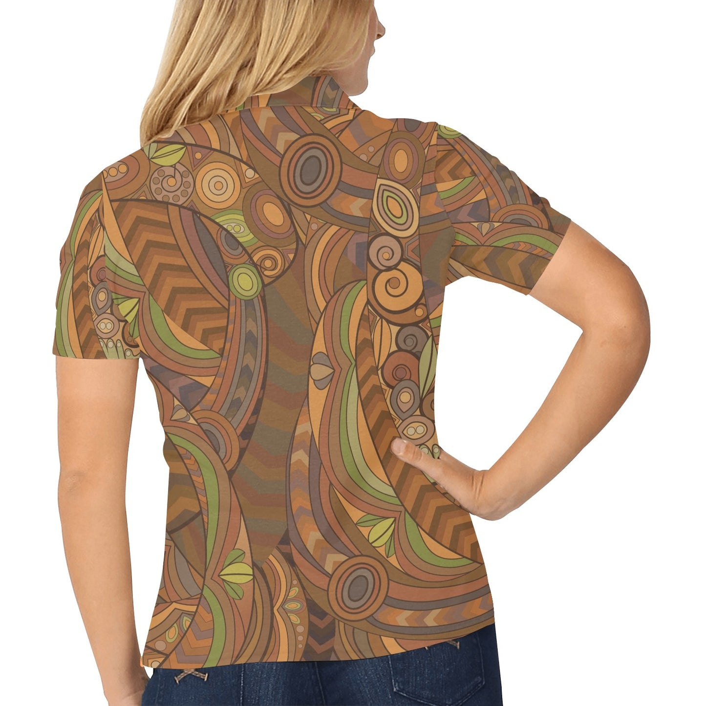 Maori Ornament Design Print Women's Polo Shirt