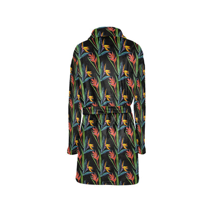 Heliconia Pattern Print Design HL04 Women's Fleece Robe