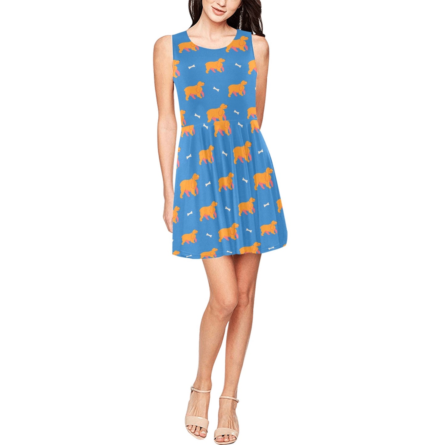 Cocker Pattern Print Design 04 Sleeveless Dress