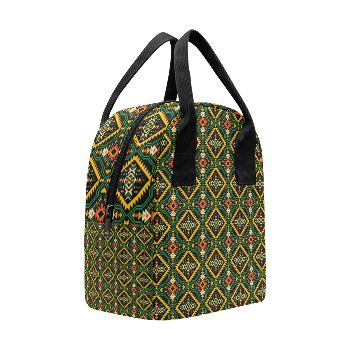 Kente Green Design African Print Insulated Lunch Bag