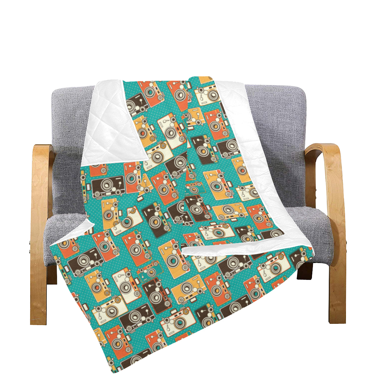 Camera Pattern Print Design 02 Premium Quilt