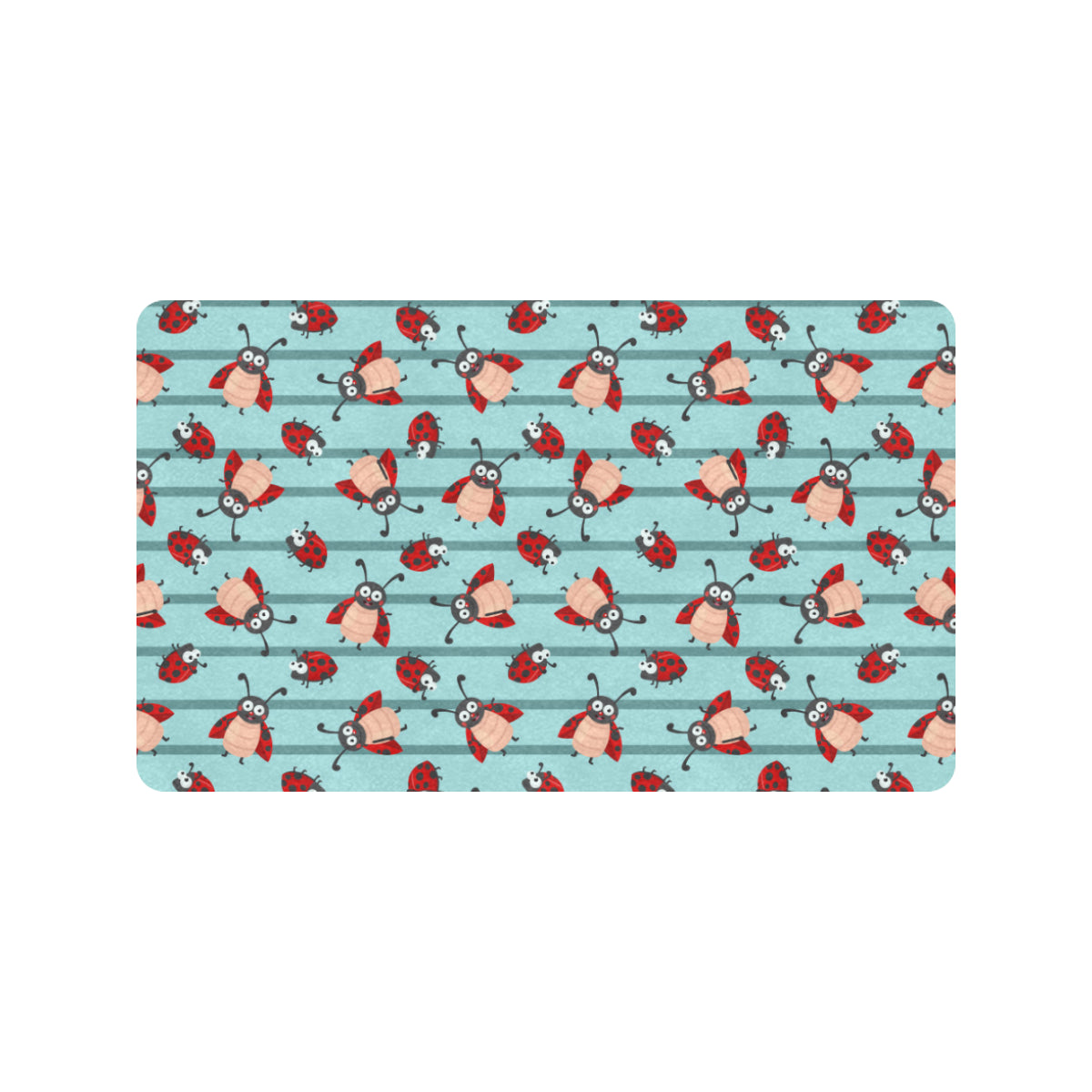Ladybug Happy Print Pattern Rubber Doormat