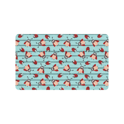 Ladybug Happy Print Pattern Rubber Doormat