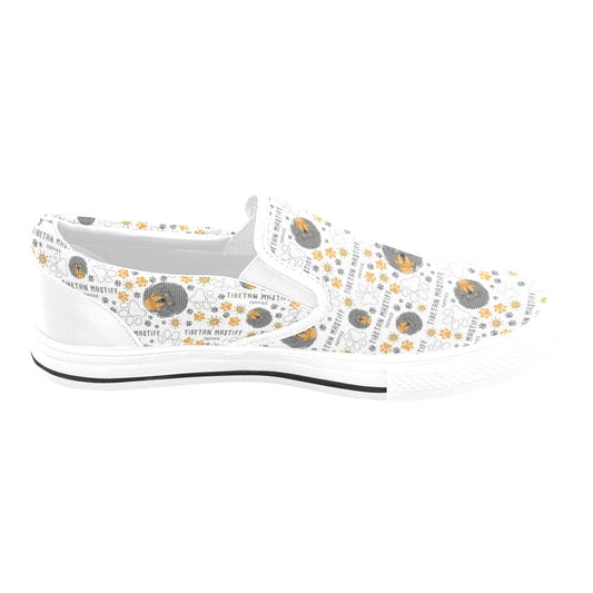 Tibetan Mastiffs Print Design LKS302 White Slip Ons Canvas Women's Shoes
