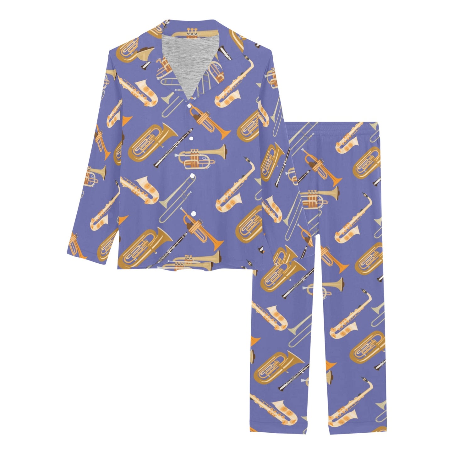 Trombone Pattern Print Design 02 Women's Long Pajama Set