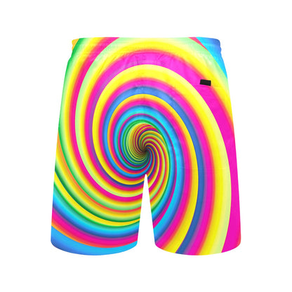 Vortex Twist Swirl Rainbow Design Men's Swim Trunks Beach Shorts