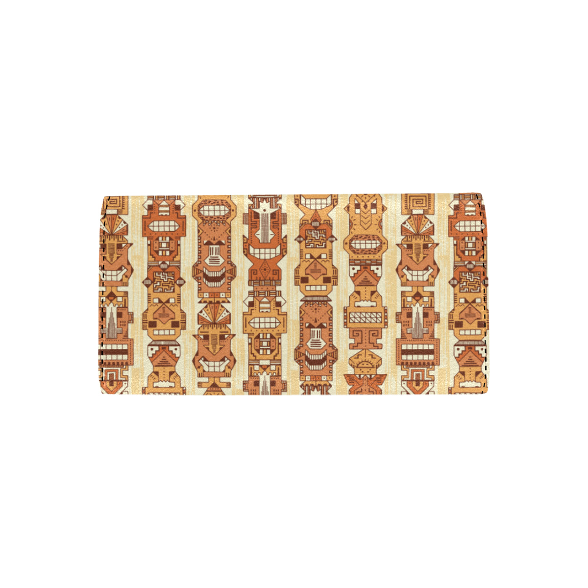 Tiki Orange Vertical Pattern Women's Trifold Wallet